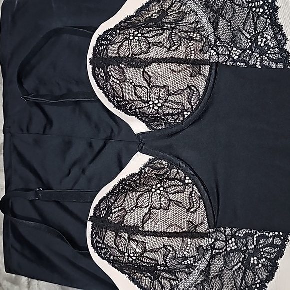 MARILYN MONROE ✦ Slip Dress Shapewear ✦ Black Lace Nude Panels Intimates M NWT - Picture 9 of 12